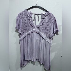 Purple Crochet Detail Blouse
